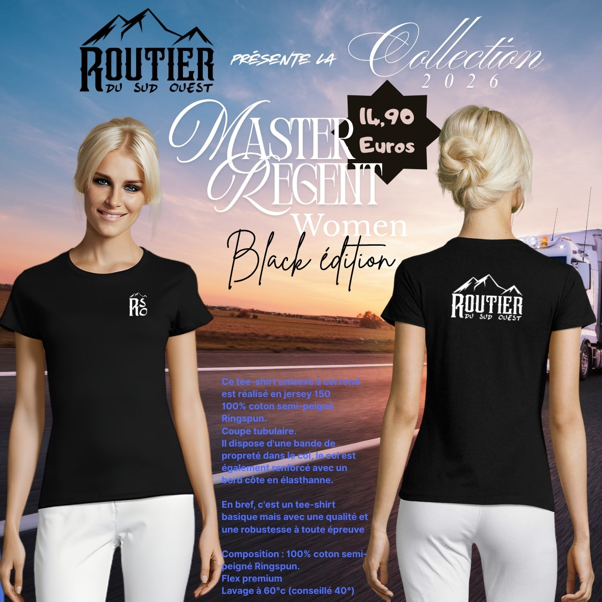 T-shirt Master "Regent" WOMEN Routier du sur ouest BLACK EDITION