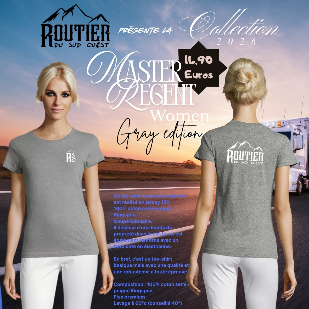 T-shirt Master "Regent" WOMEN Routier du sur ouest GRAY EDITION