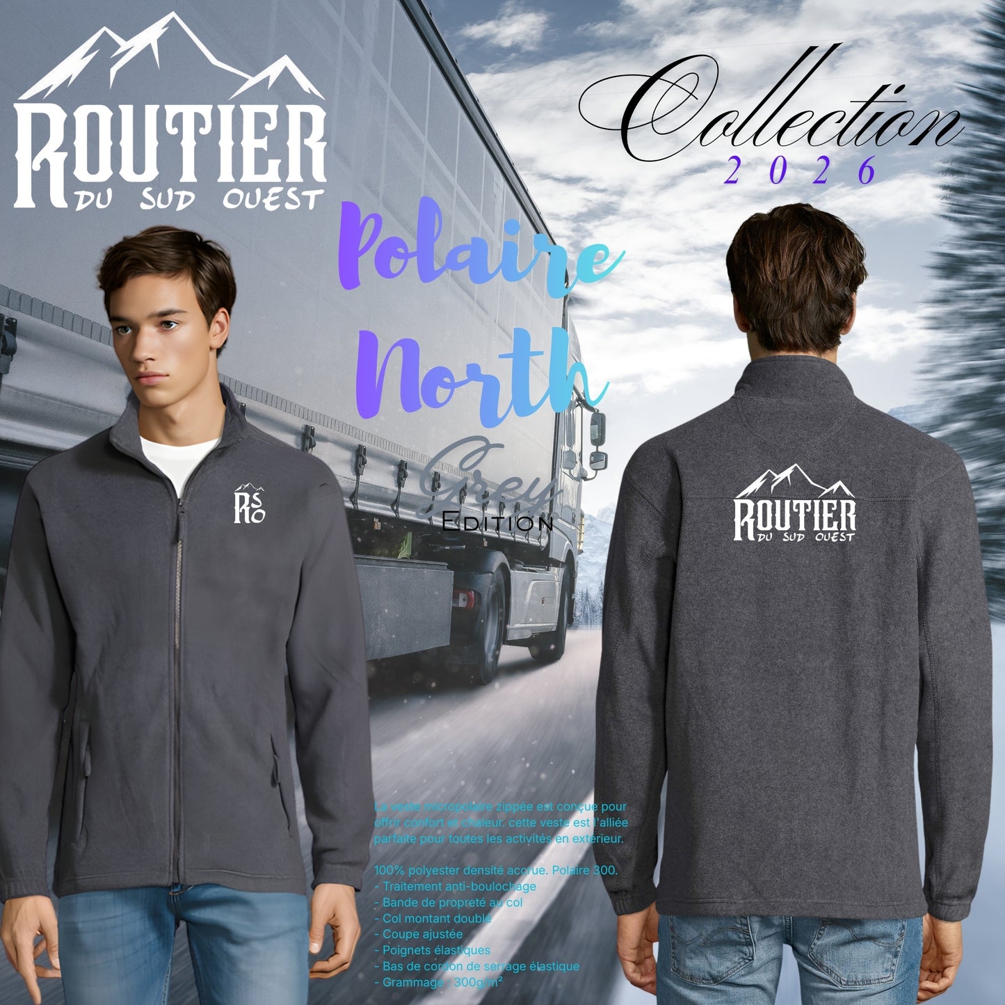 Polaire "North" Routier du sud ouest GRAY EDITION