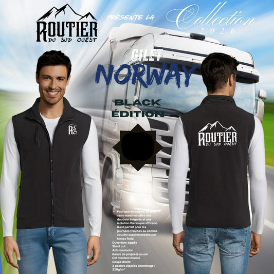 Polaire sans manche "Norway" Routier du sud ouest BLACK EDITION