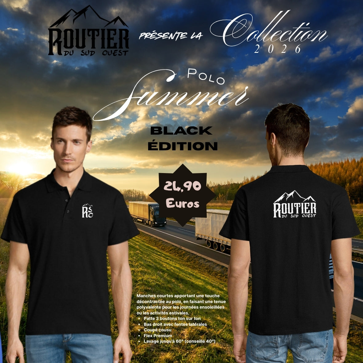 Polo "Summer" Routier du sud ouest BLACK EDITION