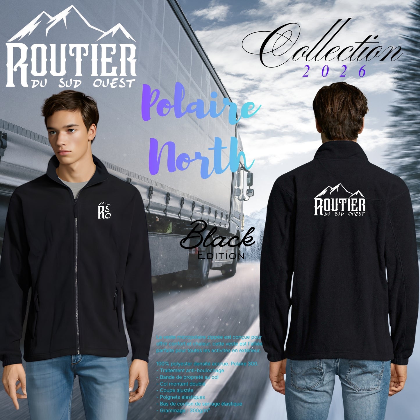 Polaire "North" Routier du sud ouest BLACK EDITION